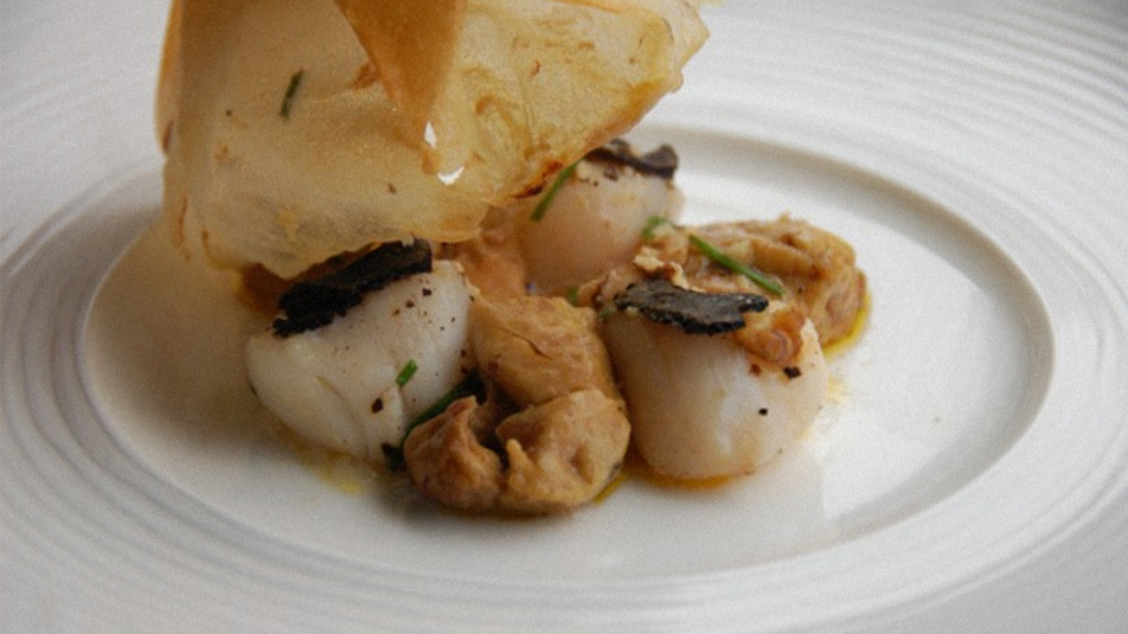 Aumônière de de Saint-Jacques et Foie Gras à la Truffe Noire