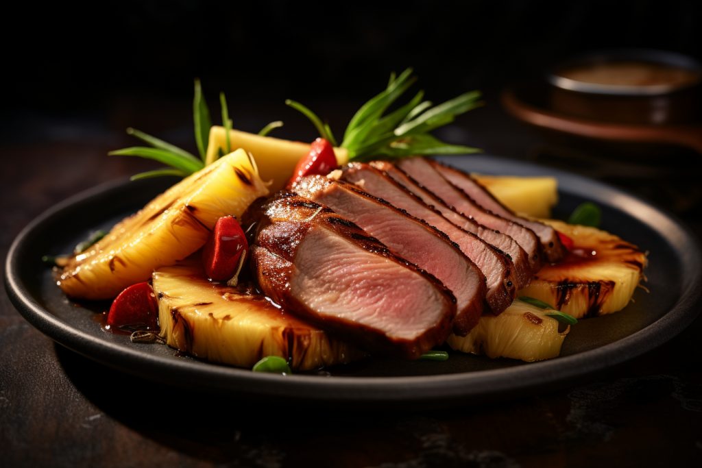 Magret de Canard à l’Ananas Caramélisé au Miel
