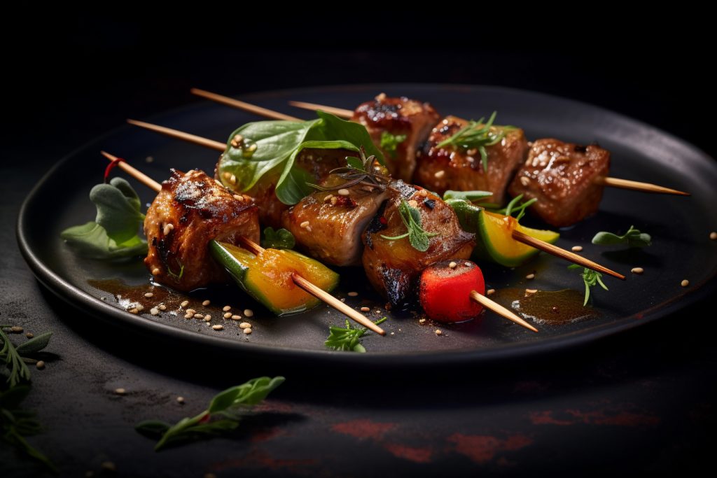 Brochette de Canard aux Epices et Jeunes Légumes