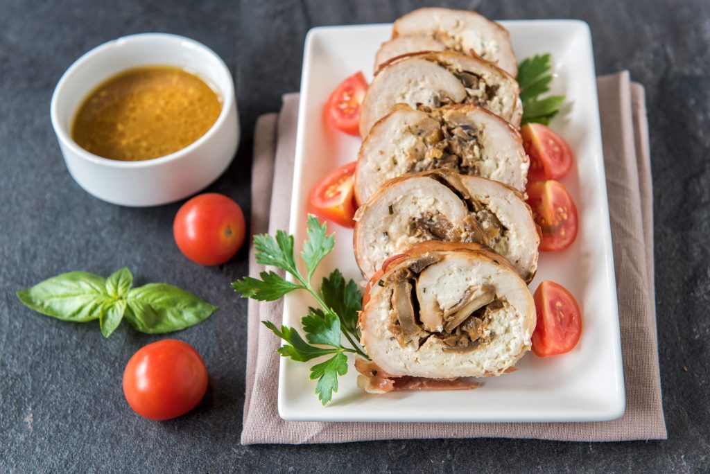 Recette : Jambonnette de Volaille Farcie aux Morilles et Epinards