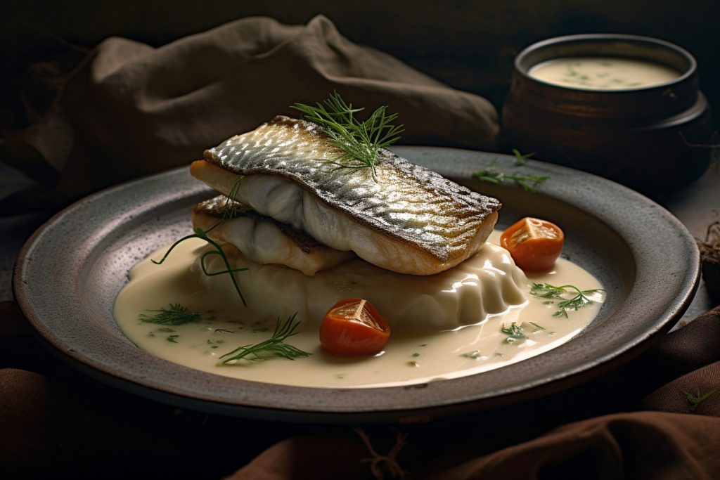 Recette : Bar sur Raviolis Shiitake et Emulsion aux Morilles