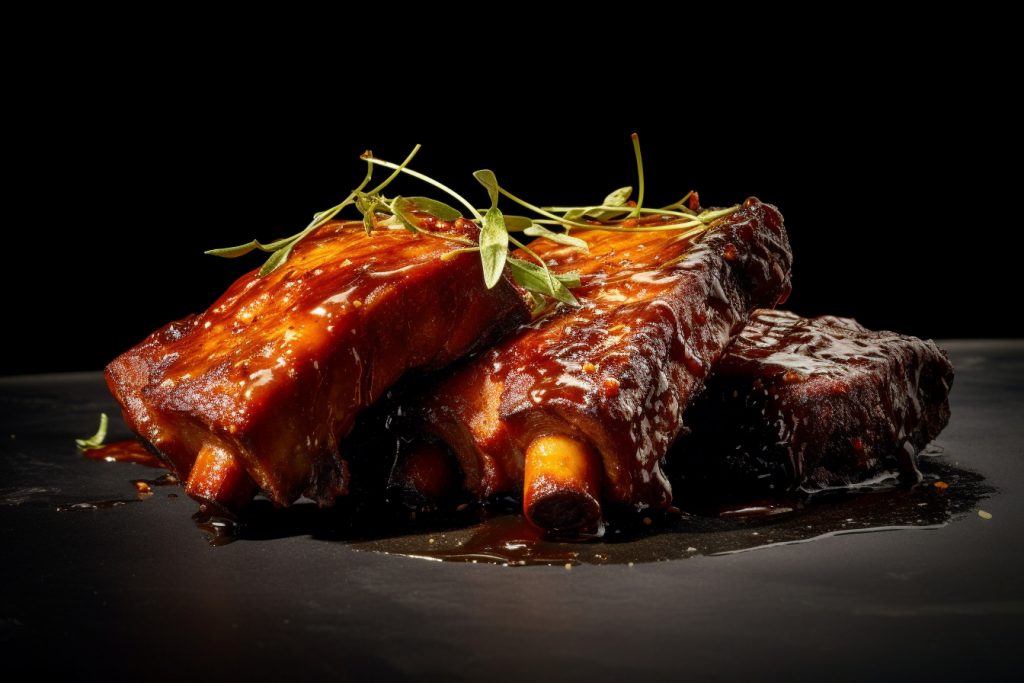 Recette : Travers de Porc Caramélisé, Purée de Camote et Coulis de Baies