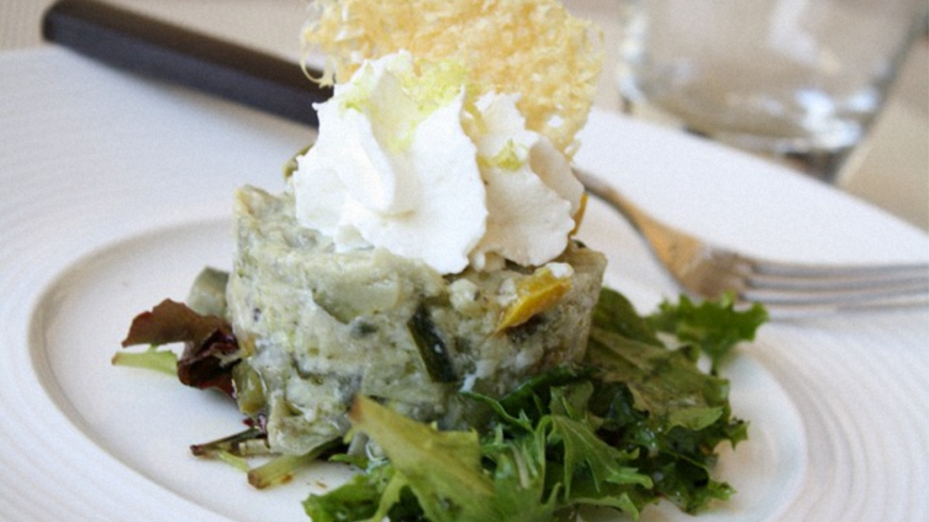 Recette : Terrine de Légumes, Espuma au Chavroux et Tuile de Parmesan