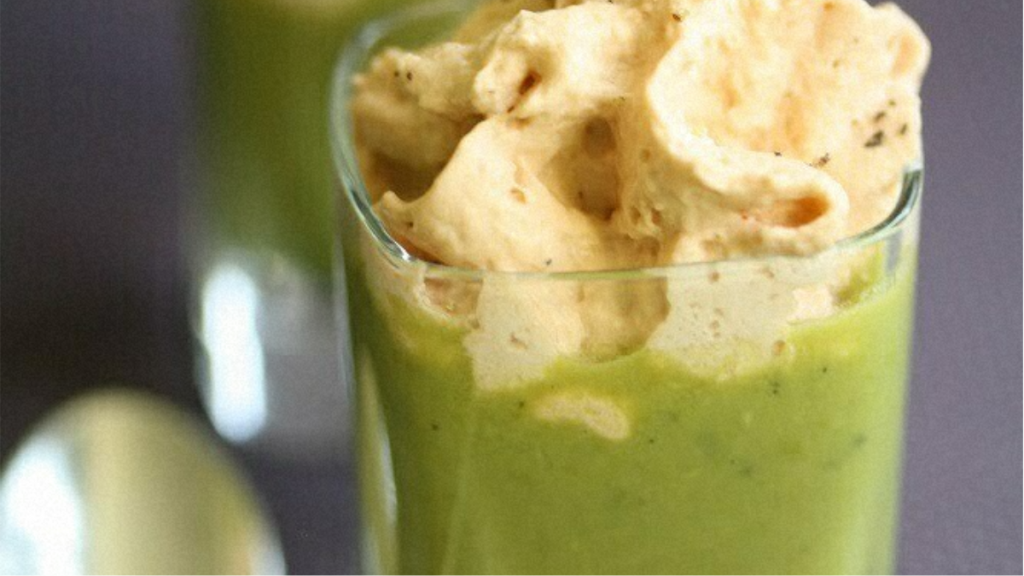Recette : Cappuccino de Petit Pois à la Menthe et Espuma de Tomate Séchée