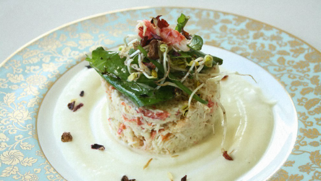 Recette : Timbale d'Araignée de Mer et Crème de Chou Fleur